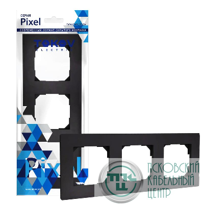 Рамка 3-м Pixel универс. карбон TOKOV ELECTRIC TKE-PX-RM3-C14