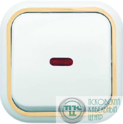 Выключатель 1-кл. ОП Валентина 10А IP20 А16-054 с индикацией бел./зол. Кунцево 7633
