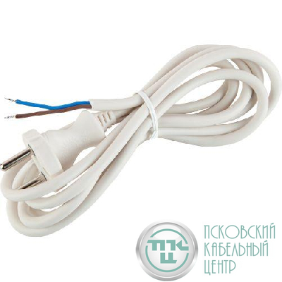 Шнур сетевой с вилкой 1.5м ПВС 2х0.75 бел. UX-2x0.75-1.5m-W ЭРА Б0048680