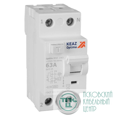 Выключатель дифференциального тока (УЗО) 2п 63А 100мА тип AC 4.5кА OptiDin DM63-2363 УХЛ4 КЭАЗ 343896