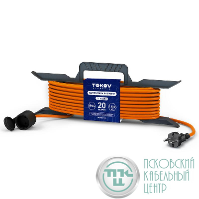 Удлинитель-шнур на рамке 1х20м без заземл. 6А IP44 2х0.75 с защ. крышкой TOKOV ELECTRIC TKE-SR20-075