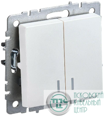 Выключатель 2-кл. СП BRITE ВС10-2-1-БрЖ 10А с индик. механизм жемчуж. IEK BR-V20-1-10-K36