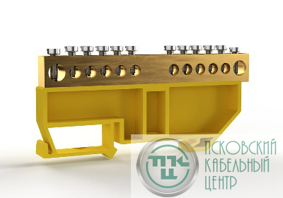 Шина PE "земля" на DIN-изоляторе 8х12мм 12 отвер. латунь TOKOV ELECTRIC TKE-BCB-812-12-DIN/PE