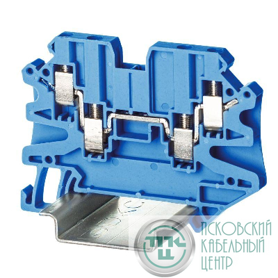 Клемма проходная винтовой зажим 4 точки подключения 2.5кв.мм син. DKC TUR-2.5-QUATTRO-BU