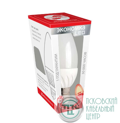 Лампа светодиодная CN 3Вт свеча 3000К тепл. бел. E27 250лм 220-240В ЭКОНОМКА Eco_LED3wCNE2730