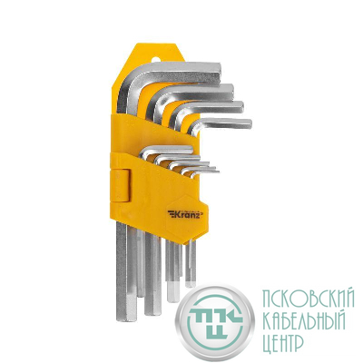 Набор ключей имбусовых HEX 1.5-10мм CrV 9шт Kranz KR-12-5215