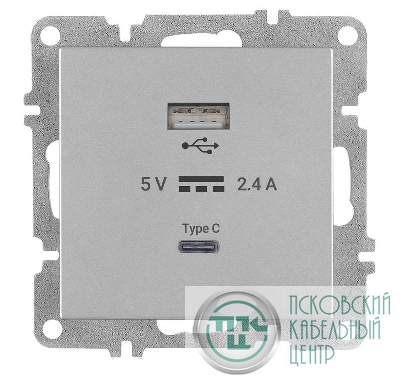 Розетка LAVIN/KAREN USB + TYPE-C механизм сер. ARVIA 50 03 2000 304