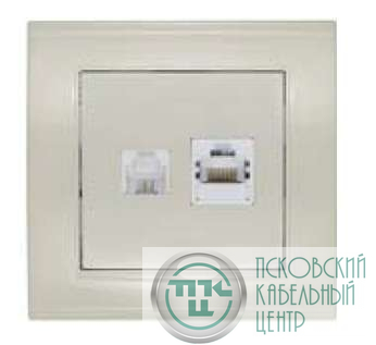 Розетка компьютерная + телефонная 2-м СП Бриллиант сл. кость UNIVersal 7948837