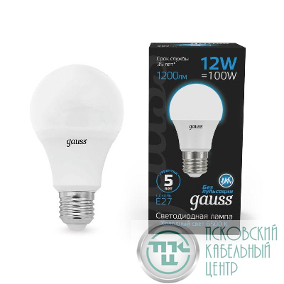 Лампа светодиодная Black 12Вт A60 грушевидная 6500К холод. бел. E27 1200лм GAUSS 102502312