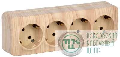 Розетка 4-м ОП GLORY РС24-3-ХС 16А с заземл. сосна IEK ERH41-K34-16