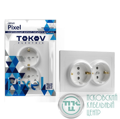 Розетка 2-м СП Pixel 16А IP20 с заземл. защ. шторки в сборе бел. TOKOV ELECTRIC TKE-PX-R2FZSF-C01