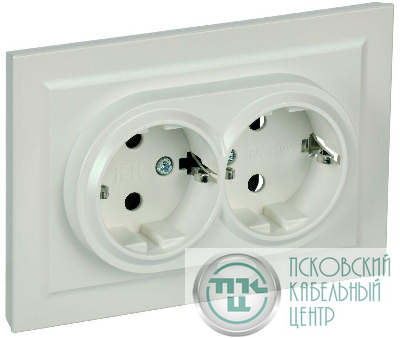 Розетка 2-м СП BRITE РС12-3-БрЖ 16А в сборе с заземл. без защ. шторок жемчуж. IEK BR-R21-16-K36-F