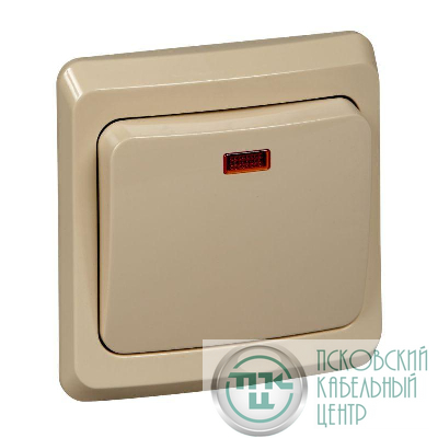 Выключатель 1-кл. СП Этюд 10А IP20 с подсветкой крем. SE BC10-005K
