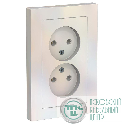 Розетка 2-м СП AtlasDesign 16А IP20 без заземл. в сборе жемчуж. SE ATN000420