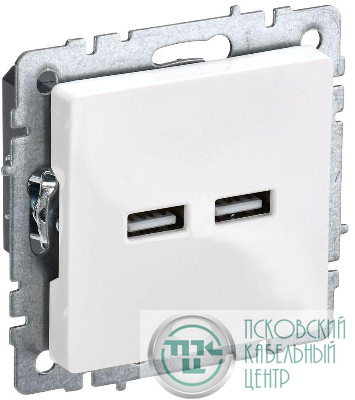 Розетка BRITE USB A+A 3.1А РЮ10-1-БрБ механизм бел. IEK BR-U21-D31-K01