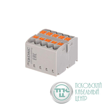 Блок распределительный зажим push-in 10 точек подключения 2.5кв.мм сер. DKC DTP1-010-04SPUG