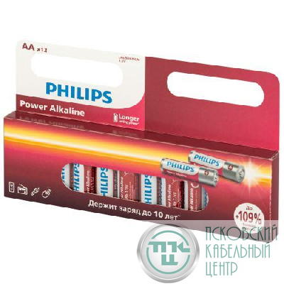 Элемент питания алкалиновый AA/LR6 1.5В Power (блист. 12шт) Philips Б0064661