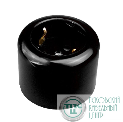 Розетка двухполюсная с ЗК R пластик черн. Bironi R1-101-23