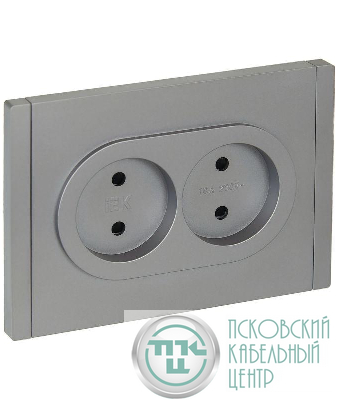 Розетка 2-м СП FORTE&PIANO FP525 10А без заземл. защ. шторки безвинт. крепл. сталь IEK FP-R23-10-1-K46