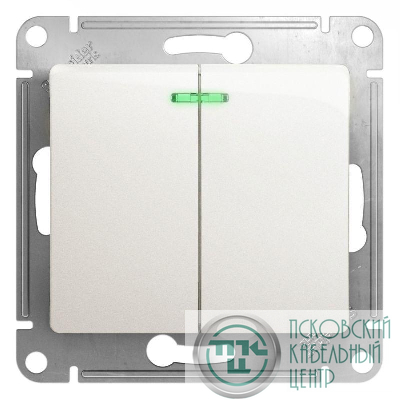 Выключатель 2-кл. СП Glossa 10А IP20 (сх. 5а) 10AX с подсветкой механизм перламутр. SE GSL000653