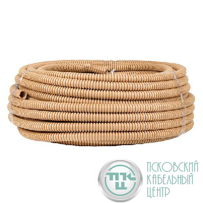 Труба гофрированная ПВХ d16мм с протяжкой свет. дерево (уп.25м) Plast PROxima EKF tg-z-16w
