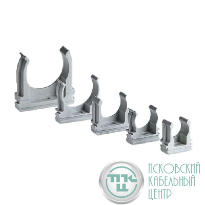 Держатель для труб (клипса) d63мм пластик сер. Ruvinil К01163