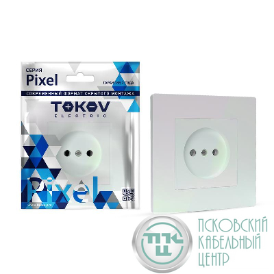 Розетка 1-м СП Pixel 16А IP20 без заземл. в сборе перламутр. TOKOV ELECTRIC TKE-PX-R1F-C04