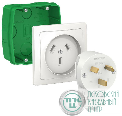 Комплект силовой СП Blanca 32А 250В (монтажная коробка + розетка + вилка) бел. SE BLNSK013231