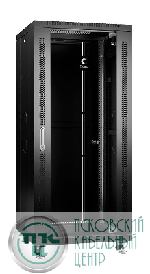 Шкаф монтажный телекоммуникационный напольный SH-05C-27U60/60-BK 19дюйм для распред. и серверн. оборудования 27U 600х600х1388мм передн. стеклян. и задн. сплошн. метал. двери ручка с замком черн. (RAL 9004) Cabeus 8557c