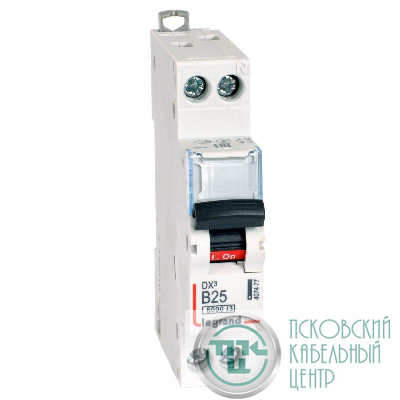 Выключатель автоматический модульный 2п (1P+N) B 25А 10кА DX3 6000 1мод. 230/400В Leg 407477