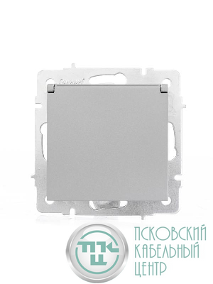 Розетка 1-м СП Vesna с заземл. с крышкой ПБТ механизм платина LEZARD 742-3588-123B