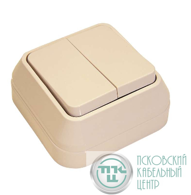 Выключатель 2-кл. ОП 10А IP20 крем. Makel 45203
