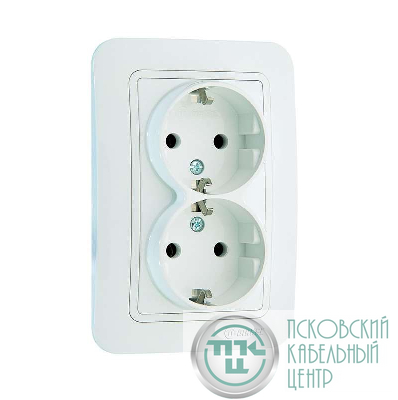 Розетка 2-м СП Lillium 16А IP20 с заземл. бел./бел. Makel 70082