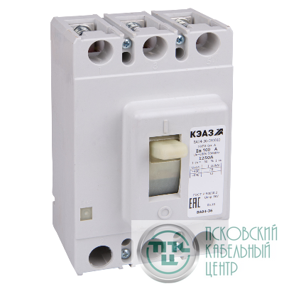 Выключатель автоматический 3п 100А 1250Im 20кА ВА04-36-340010 УХЛ3 690В AC КЭАЗ 107540