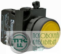 Кнопка нажимная круглая CP102DS (1НО+1НЗ) желт. EMAS CP102DS