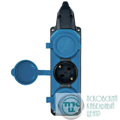 Колодка удлинителя 3-м с заземл. 16А IP44 каучук син. TOKOV TKE-C08-KK3-Z