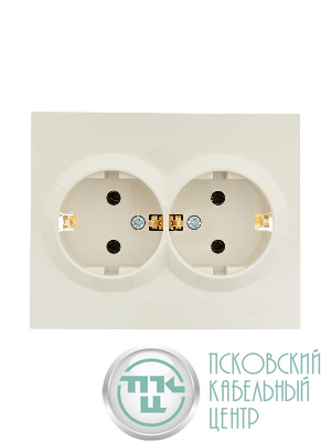 Розетка 2-м СП VESNA с заземл. ПБТ кремов. LEZARD 742-0300-127B