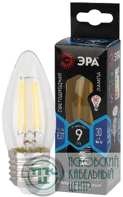 Лампа светодиодная филаментная F-LED B35-9W-840-E27 9Вт B35 свеча 4000К нейтр. бел. E27 Эра Б0046997