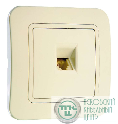 Розетка телефонная 1-м СП Lillium 16А IP20 евро стандарт крем./крем. Makel 70214