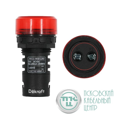 Лампа коммутационная ADDS ЛК-22 d22мм 24В AC/DC красн. LED DEKraft 25066DEK