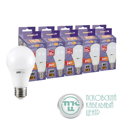 Лампа светодиодная PLED-SP 12Вт A60 3000К тепл. бел. E27 230В 50Гц (уп.10шт) JazzWay 1034052