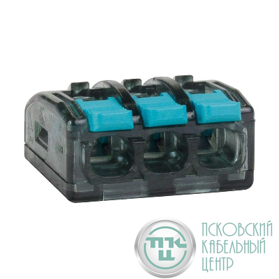 Клемма строительно-монтажная OptiKit СМК 221-413 с рычагом 3 отверстия 0.2-2.5(4.0)кв.мм КЭАЗ 351067