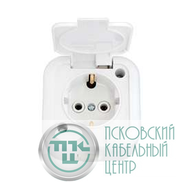Розетка 1-м ОП 16А IP54 с заземл. с крышкой бел. Bylectrica РА16-214