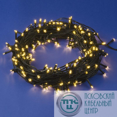 Гирлянда LED ULD-S2000-200/DGA WARM WHITE IP20 20м 200 диодов тепл. бел. свет провод зел. Uniel UL-00007308