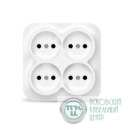 Розетка 4-м ОП 10А IP20 квадрат. без заземл. бел. IONICH 1448
