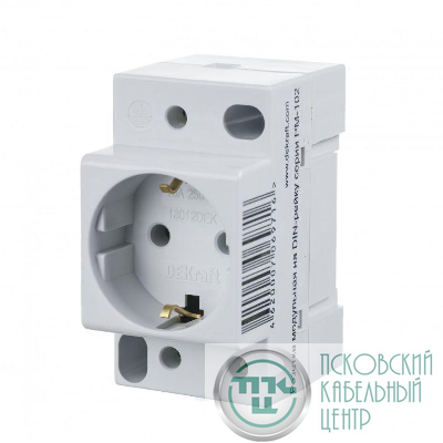Розетка модульная РМ-102 16А 220В 2P+PEN на DIN-рейку DEKraft 18012DEK
