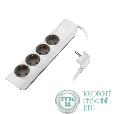 Удлинитель 4х3м с заземл. с выкл. бел. ET-04-300W (4х3.0) JAZZway 5051812