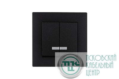 Выключатель 2-клав. с подсветкой Karea RIZZ STAR чер. Makel 88054023