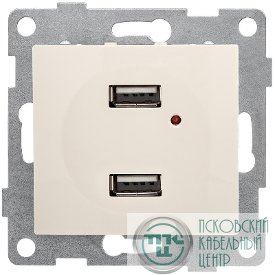 Розетка USB 2-м СП Bravo механизм беж. GUSI С10USB2-003