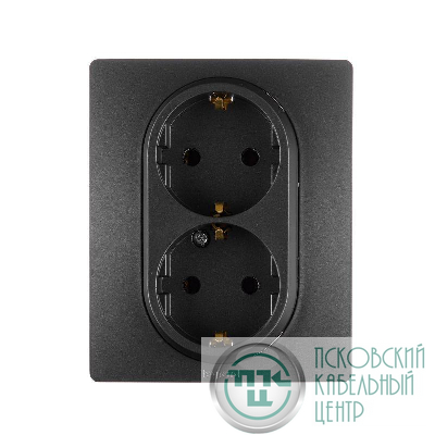 Розетка 2-м СП Etika 16А IP20 250В 2P+E с заземл. немецк. стандарт винт. клеммы в сборе антрацит Leg 672623